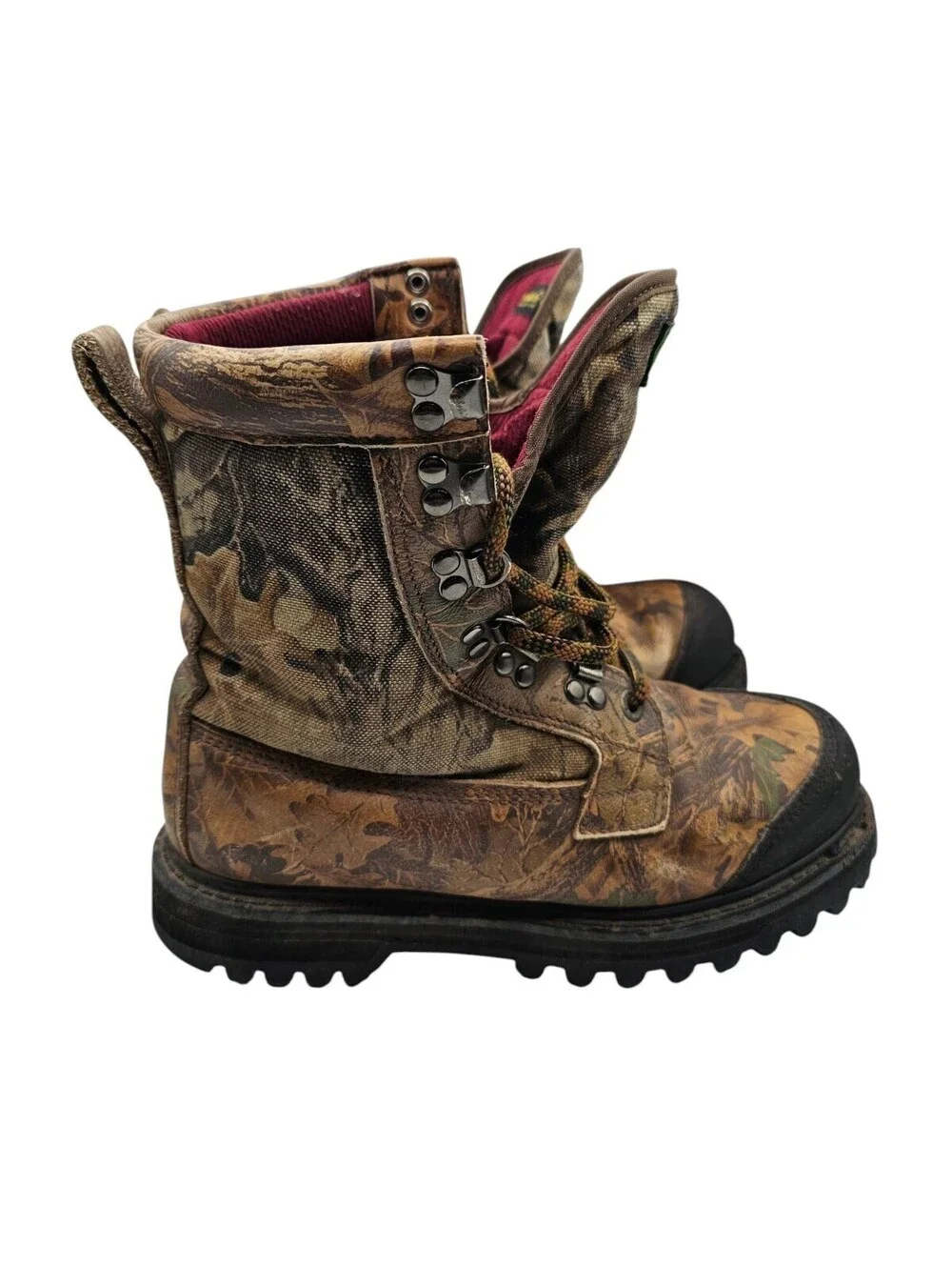 Mens Cabelas Thinsulate 800 Gram 8.25” Camo Boots Size 7 Leather Hunting